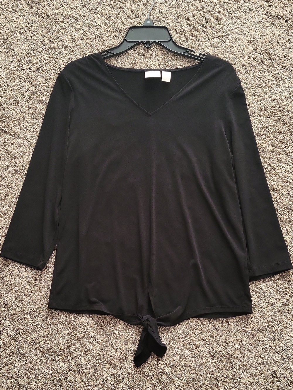 Chico's Black V-Neck Tie-Front  Tunic